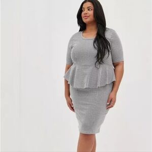 torrid Gray Gingham Peplum Midi Dress